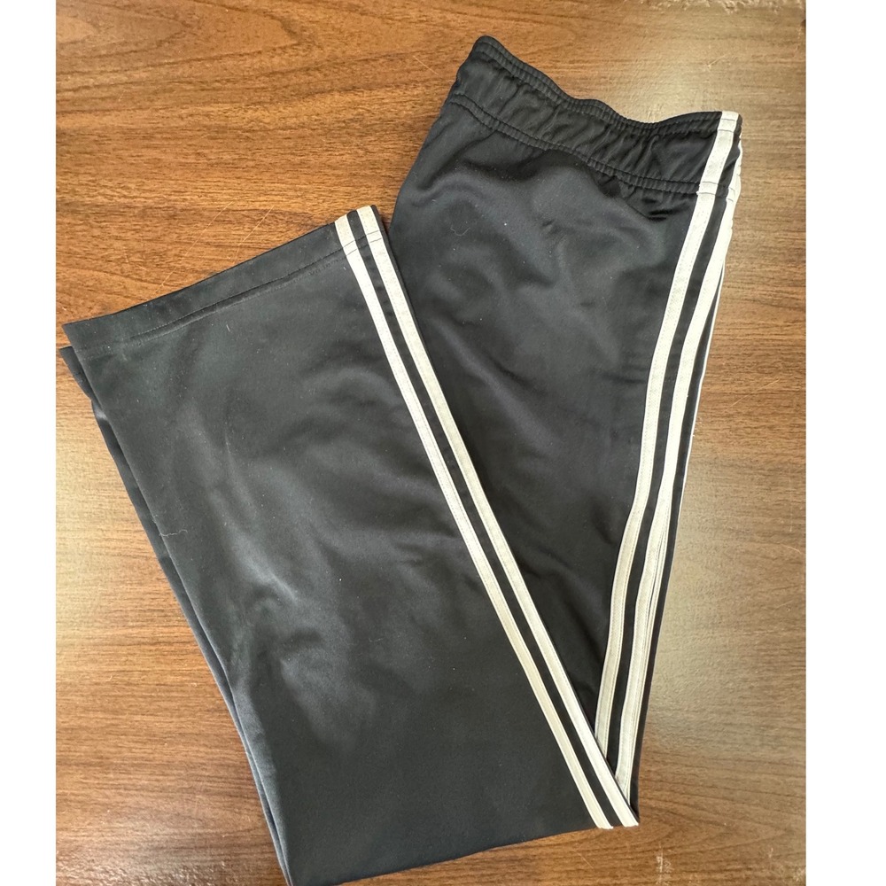 Adidas Track Pants Black AP0425 Three Stripe Athletic Drawstring Pockets